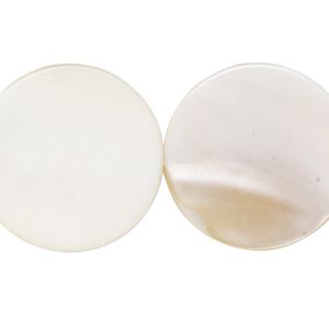 Mother-of-pearl shell 1pkg1, flat round bead 15 inch white 24-25mm