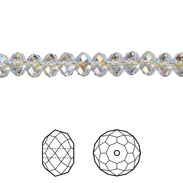 Bead 360pk black diamond shimmer 2X, Swarovski&reg; 6x4mm rondelle 5040 image number 0