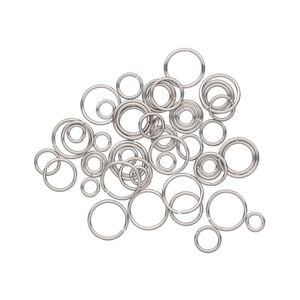 Jump ring mix 1pkg50 stainless steel, 6-12mm round, 18 gauge / various inside diameter
