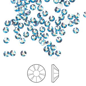 Flat back 144pk denim blue AB foil back, Preciosa MAXIMA Czech crystal rhinestone 3-3.2mm chaton rose round SS12