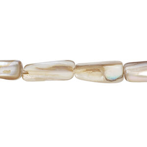 Mother-of-pearl shell 1pkg1, stick bead 15 inch tan 10x6mm-15x8mm