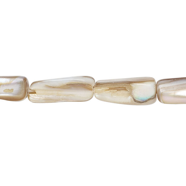 Mother-of-pearl shell 1pkg1, stick bead 15 inch tan 10x6mm-15x8mm image number 0