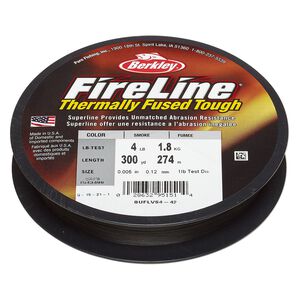 Thread, Berkley&reg; FireLine&reg;, high-modulus polyethylene, 8-fiber braid, smoke, 0.12mm diameter, 4-pound test. Sold per 300-yard spool.