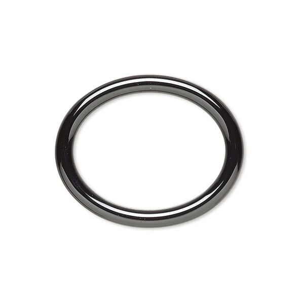 Component, zirconia ceramic, black, 27x22mm open oval with 21.5x16.5mm center hole. Sold individually. image number 0