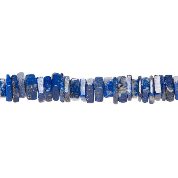 Lapis lazuli 1pkg1, hand-cut squaredelle bead natural 17 inch 4x1mm-6x3mm image number 0