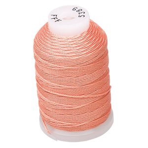 Thread, Purely Silk&trade;, 3-ply, tangerine, size FFF. Sold per 92-yard spool.