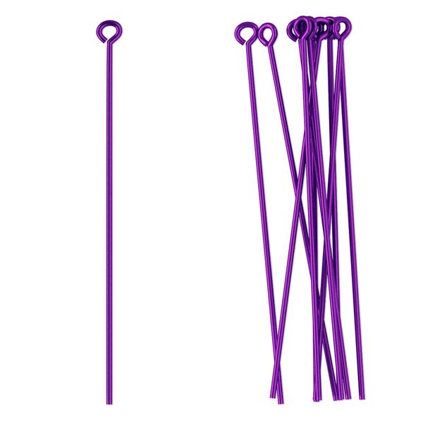 Eye pin 1pkg10 niobium, 1.75 inch, 21 gauge anodized purple image number 0