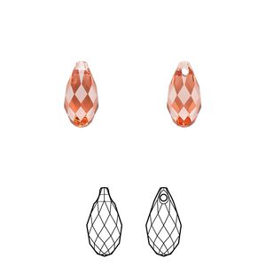 Briolette 144pk padparadscha, Swarovski&reg; 11x5.5mm pendant drop 6010