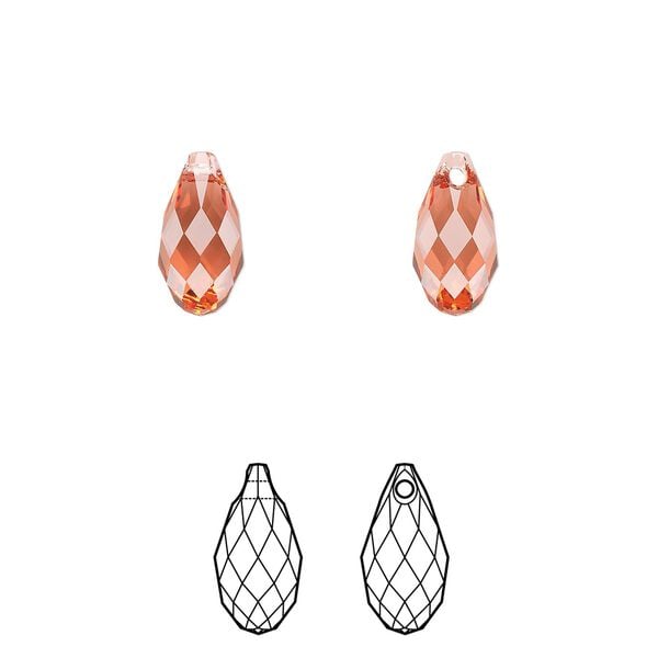 Briolette 144pk padparadscha, Swarovski&reg; 11x5.5mm pendant drop 6010 image number 0