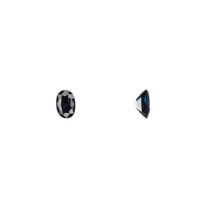 Blue sapphire 1pkg1, hand-cut faceted oval gem 6x4mm