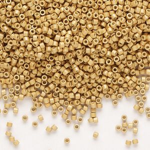 Seed bead, Delica&reg; 1pkg7.5g glass, #11 round, Duracoat&reg; opaque matte galvanized gold / outside dyed (DB-1832F)