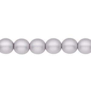 Bead, Czech pearl-coated glass druk, opaque matte light grey, 8mm round. Sold per 15-1/2" to 16" strand.