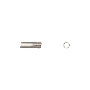 Cord coil glue-in 1pkg100 nickel-plated, 10x3mm / 2mm inside diameter, brass