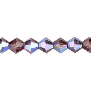 Bead 1pk transparent medium purple AB, Celestial Crystal&reg; 8mm bicone 15.5-16 inch