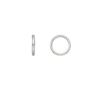 Jump ring 1pkg10 sterling silver, 10mm soldered closed textured round, 18 gauge / 8mm inside diameter