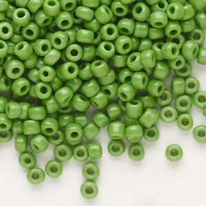 Seed bead, Dyna-Mites&trade;, glass, opaque jade green, #6 round. Sold per 1/2 kilogram pkg.