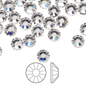 Flat back 24pk crystal foil back, Preciosa Viva 12&reg; Czech crystal rhinestone 6.3-6.5mm chaton rose round SS30