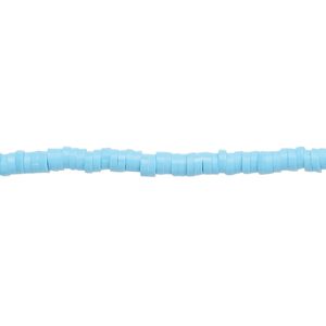 Bead, polymer clay, opaque turquoise, 3x1mm heishi. Sold per pkg of (2) 15-1/2" to 16" strands.