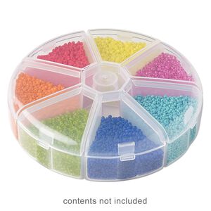 Organizer, plastic, clear, 4-1/4 x 1-1/4 inch round with 7 compartments. Sold individually.