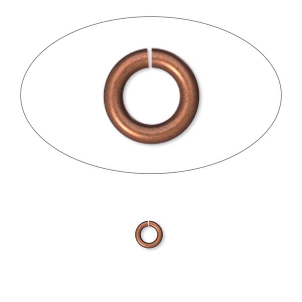 Jump ring 1pkg1000 copper-plated, 4mm round, 20 gauge / 2.4mm inside diameter / brass / antique image number 0