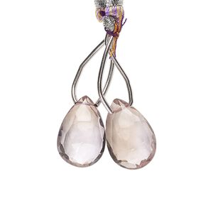 Ametrine 1pkg2, top-drilled faceted puffed teardrop bead B+ grade, 14x9-15x10.5mm