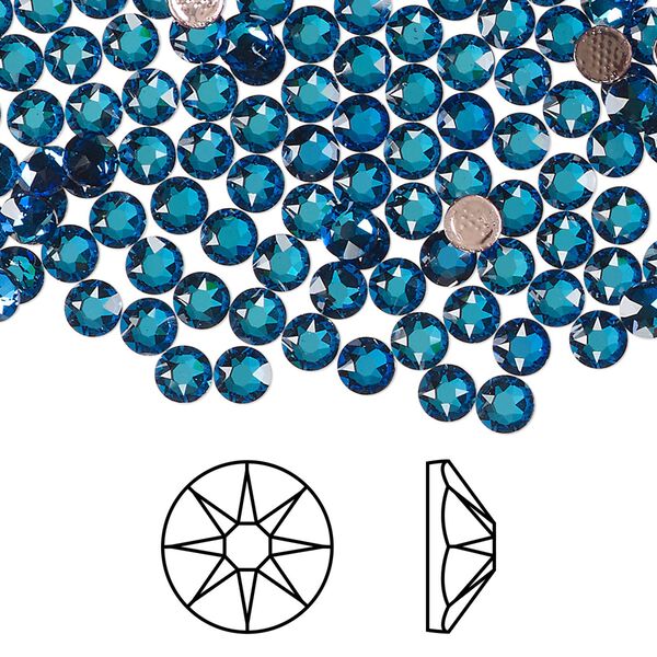 Flat back 144pk crystal Bermuda blue foil back, Crystal Passions&reg; hotfix 3.8-4mm round SS16 2078 image number 0