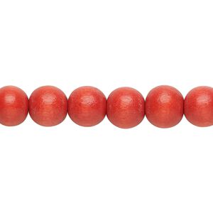 Bead 1pkg1, Taiwanese cheesewood (dyed / waxed), dark orange, 7-8mm round, 15-1/2 to 16 inches.