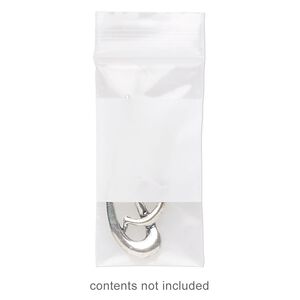Bag, Tite-Lip&trade;, plastic, clear and white, 2x1-inch top zip with block. Sold per pkg of 100.