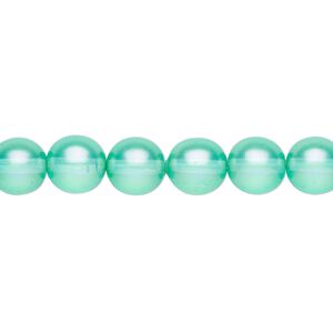 Bead, Czech pressed glass, pearlized ocean blue, 8mm round. Sold per 15-1/2" to 16" strand, approximately 50 beads.