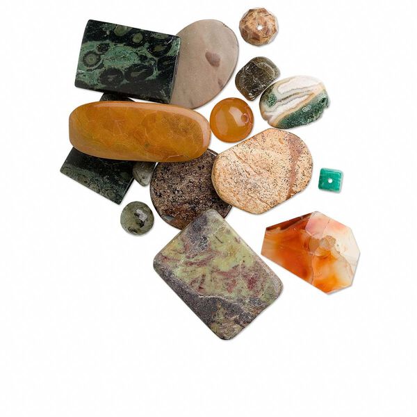 Multi-gemstone 1pkg1, mixed shape bead natural 150g mix 4-35mm image number 0