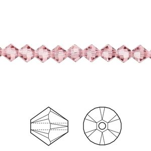 Bead 720pk light rose, Swarovski&reg; 5mm XILION bicone 5328