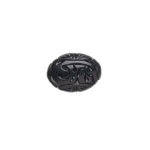 Jet 1pkg1, hand-carved oval bead natural 15x11mm