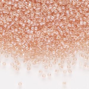 Seed bead, Delica&reg;, glass, pkg/7.5g, #11 round, translucent glazed luster shell pink (DB-0106-1).