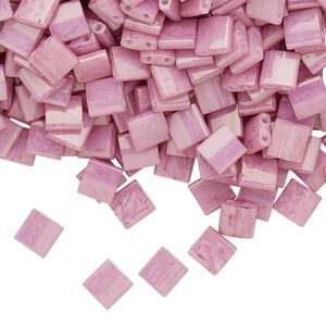 Seed bead, TILA&reg;, glass, pkg/40g, 5mm full tila square, opaque luster rose, (TL-599).