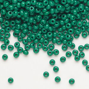 Seed bead, Preciosa Ornela Czech glass, pkg/500g, #8 rocaille, opaque dark green, (53240).