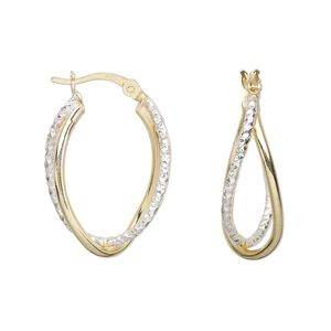 Earring, Create Compliments&reg;, "vermeil" and sterling silver, 25mm oval hoop with latch-back closure. Sold per pair.