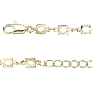 Chain 1pkg1 oval & square, 2mm / 5mm open / lobster claw clasp, gold-finished brass 16 inch