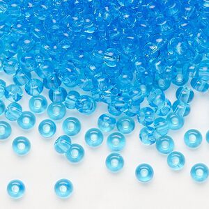 Seed bead, Preciosa Ornela, glass, transparent aquamarine, #6 rocaille. Sold per 500-gram pkg.