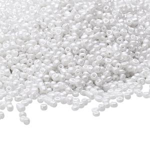 Seed bead, Ming Tree&trade;, glass, pkg/1 pound, #11 round, opaque luster white.