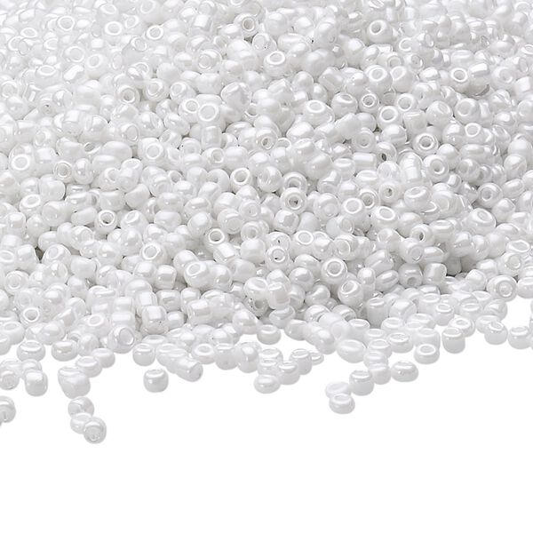Seed bead, Ming Tree&trade;, glass, pkg/1 pound, #11 round, opaque luster white. image number 0