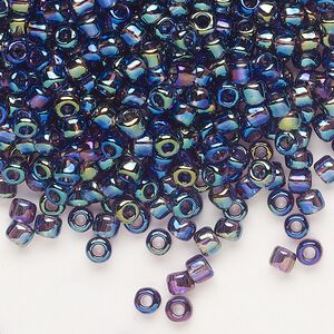 Seed bead, Dyna-Mites&trade;, glass, transparent rainbow purple, #6 round. Sold per 1/2 kilogram pkg.