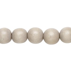 Bead 1pkg1, Taiwanese cheesewood (dyed / waxed), light grey, 9-10mm round, 15-1/2 to 16 inches.