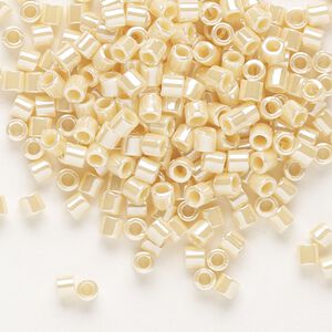 Seed bead, Delica&reg;, glass, pkg/250g, #8 round, opaque glazed luster dark cream (DBL-1560).