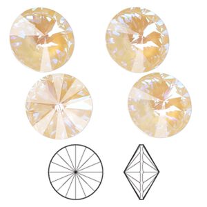 Chaton 4pk crystal ivory cream DeLite, Crystal Passions&reg; 14mm rivoli 1122