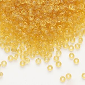Seed bead, Miyuki, glass, pkg/250g, #8 rocaille, transparent light topaz (RR-132).
