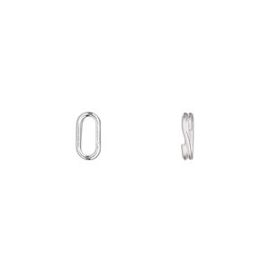 Split ring 1pkg100 silver-plated, 8x4mm oval, 6x2mm inside diameter / steel