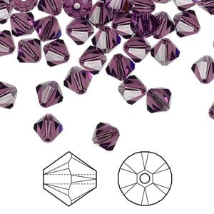 Bead 144pk amethyst, Crystal Passions&reg; 6mm bicone 5328