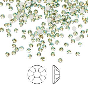 Flat back 144pk limecicle AB foil back, Preciosa MAXIMA Czech crystal rhinestone 2.1-2.3mm chaton rose round SS7