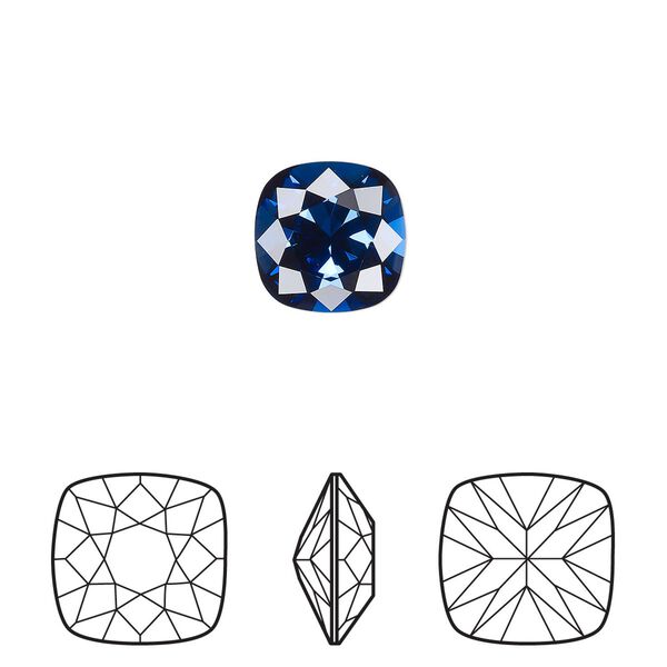 Fancy stone 144pk dark sapphire foil back, Swarovski&reg; ReCreated&trade; 10mm cushion 4470 image number 0