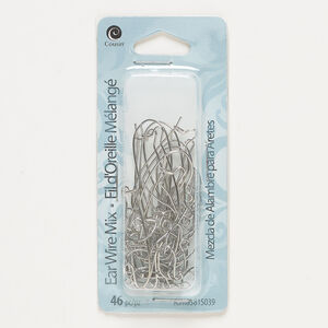 Ear wire assortment 1pkg46, 14mm fishhook / 34mm kidney, 21 gauge silver-finished steel 23 pair